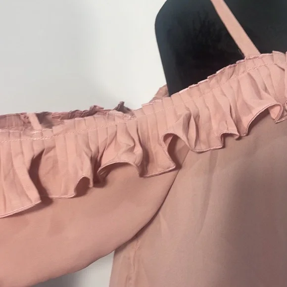 New Pretty Angel Pink,Baby doll dress, Tunic,Open shoulder,Ruffle,Large - Picture 11 of 12